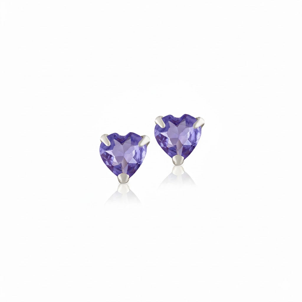 Tanzanite Heart Studs