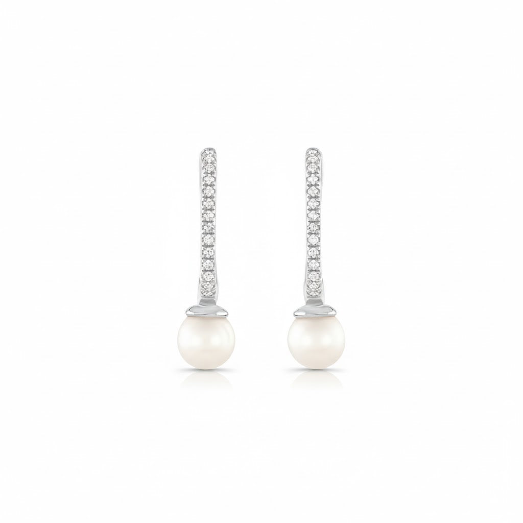 Pearl + Diamond Hoops