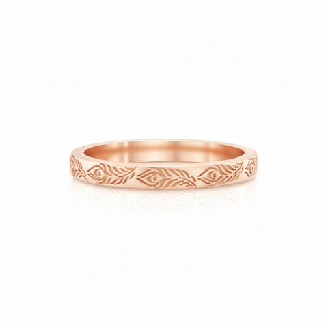 Peacock Feather Wedding Band