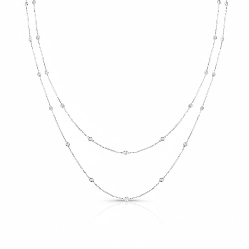 Double Diamond Bar Necklace