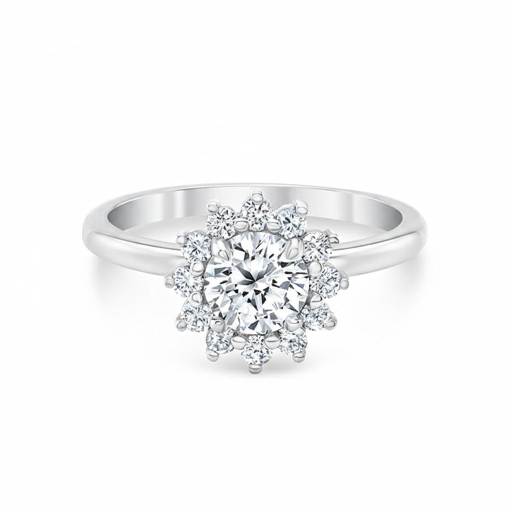 Floral Halo Engagement Ring