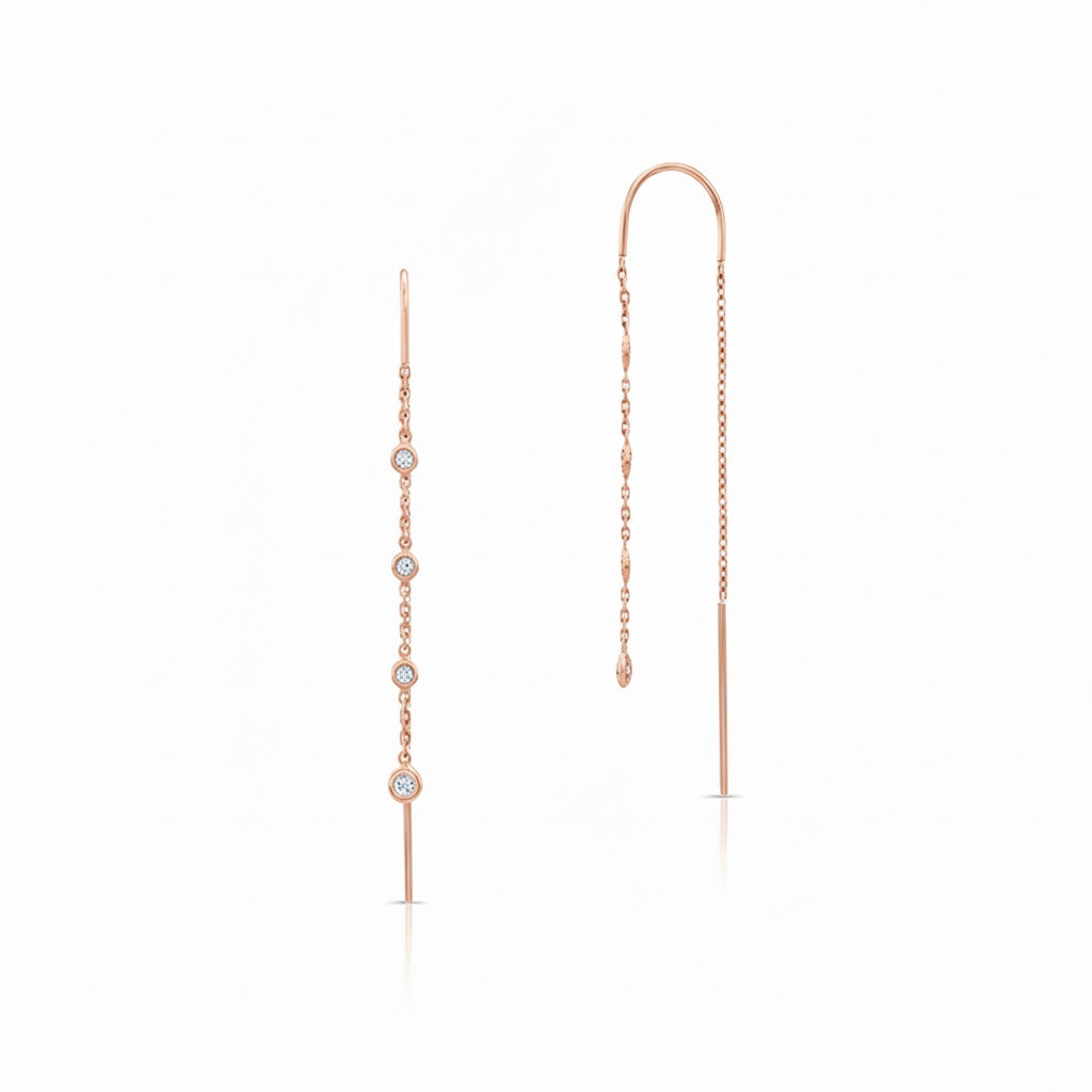 Diamond Orbit Threader Earrings