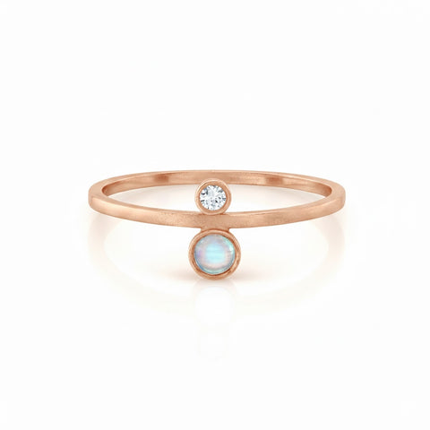 Josephine Ring w/ Moonstone and Diamond