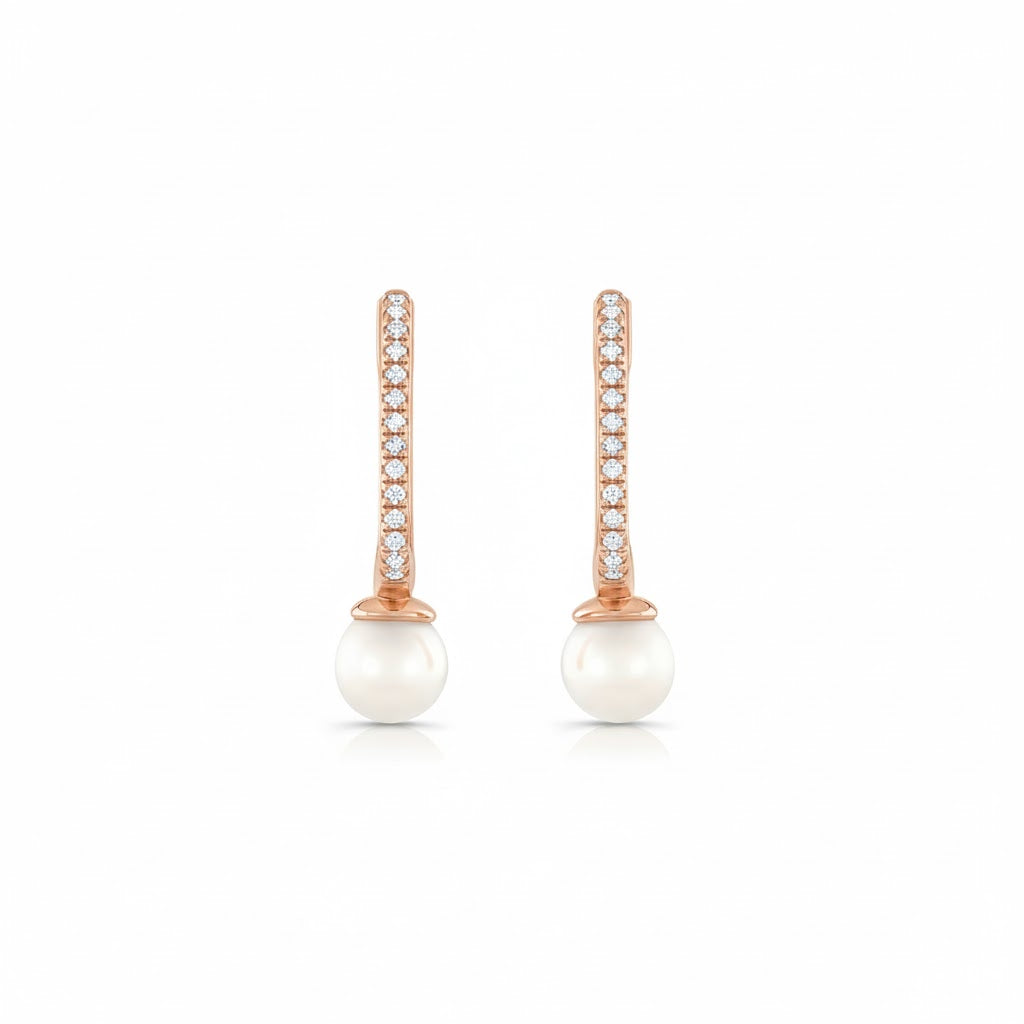Pearl + Diamond Hoops