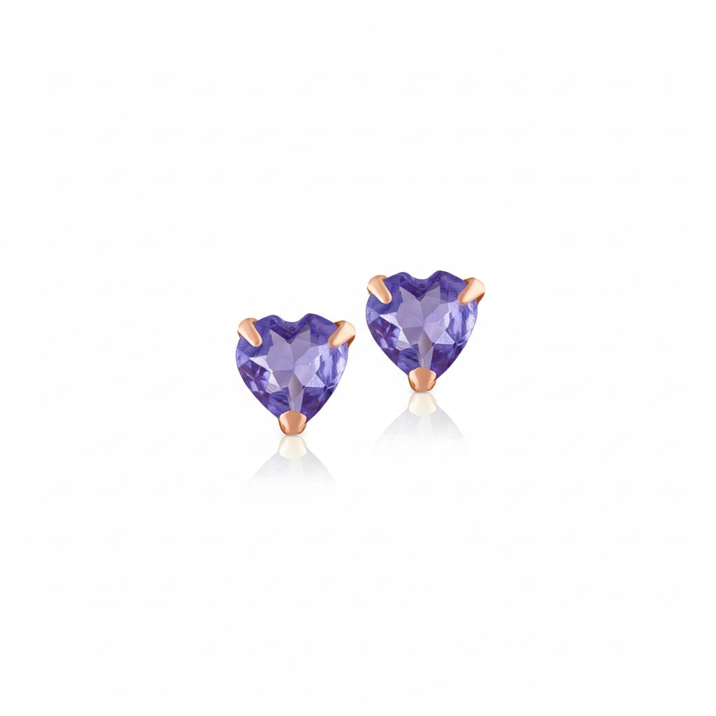 Tanzanite Heart Studs