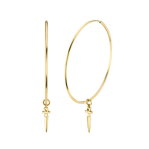 Weightless Hoops with Ankh Dagger Charm Earrings Carter Eve Jewelry 