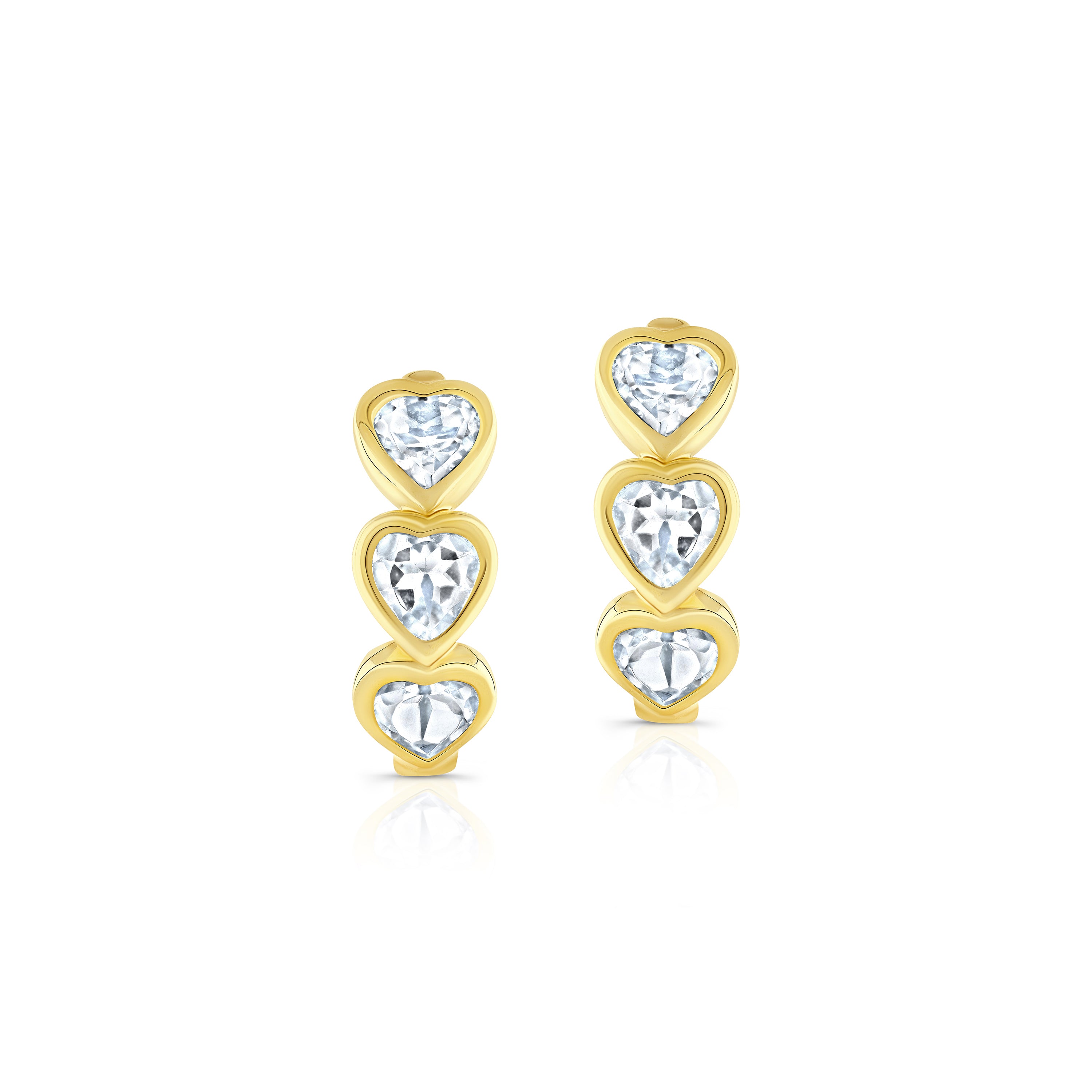 White Topaz Heart Huggie Hoops