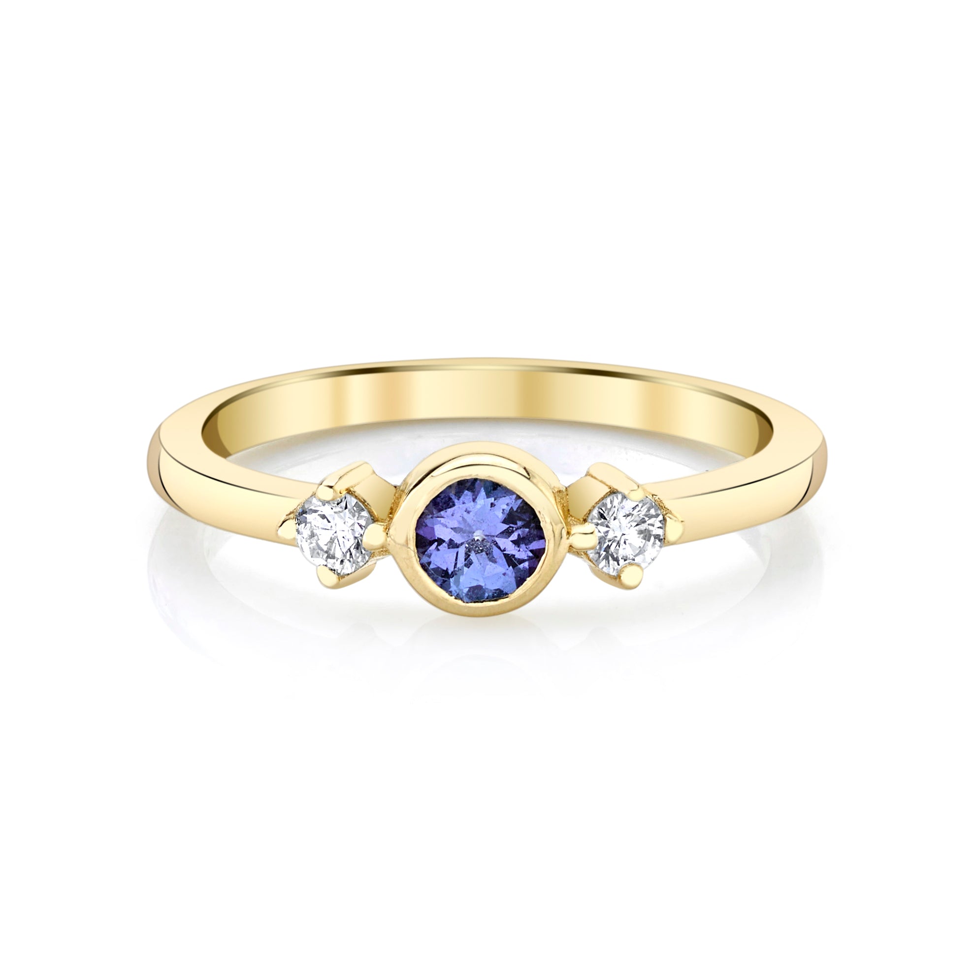Merina Ring with Iolite and Diamonds