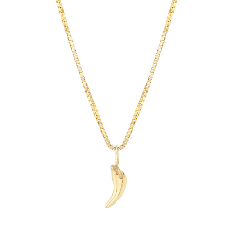 14ky gold puppy tooth charm pendant necklace 