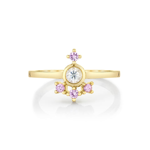 gold ring with pink sapphire and white sapphire
