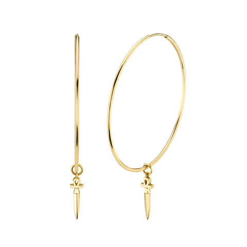 Weightless Hoops with Ankh Dagger Charm