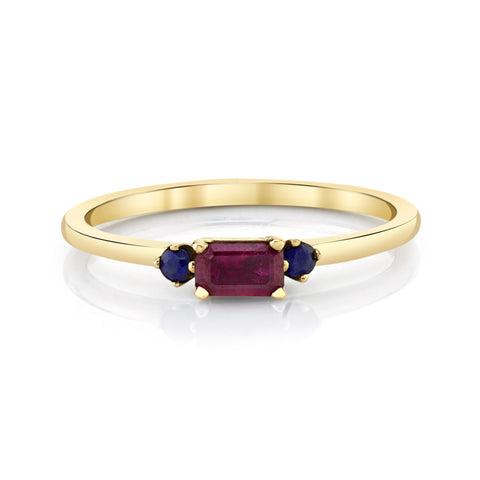 14k gold ring with ruby and sapphires