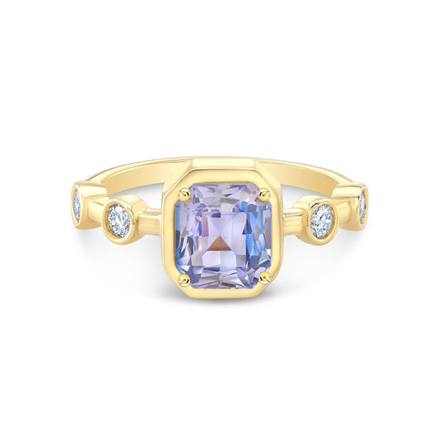 14ky gold purple sapphire and diamond ring