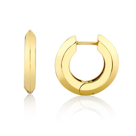 14ky gold knife edge hoop earrings