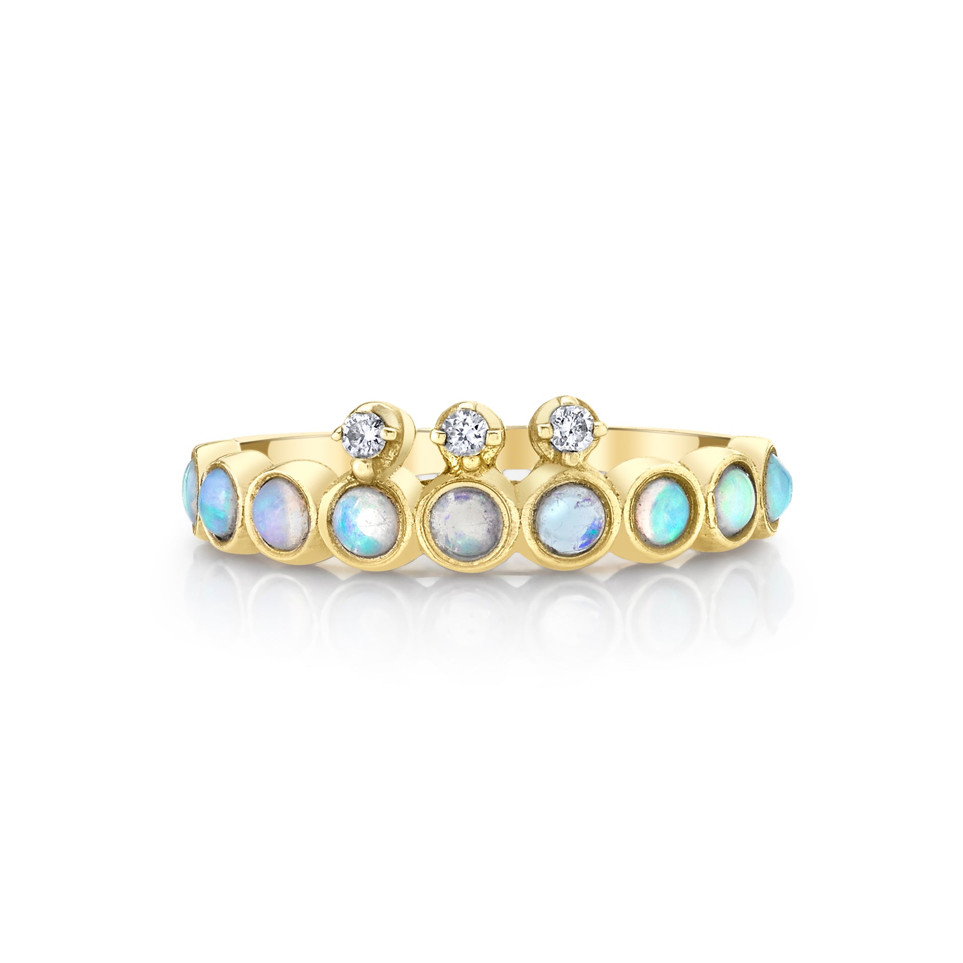 Opal with Diamond Crown Ring