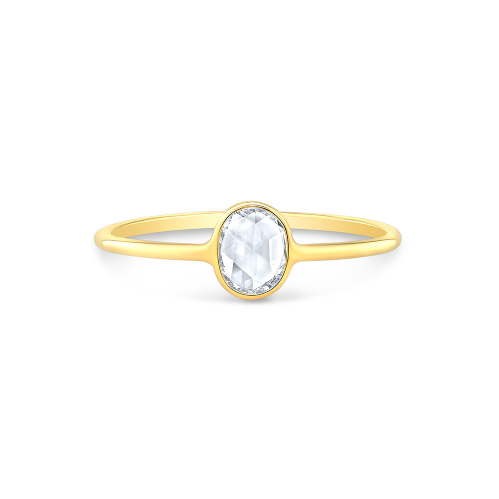 14ky gold rose cut oval diamond  ring