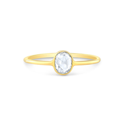 14ky gold rose cut oval diamond  ring