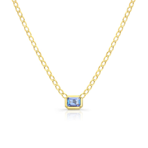 14k gold chain necklace with tanzanite pendant