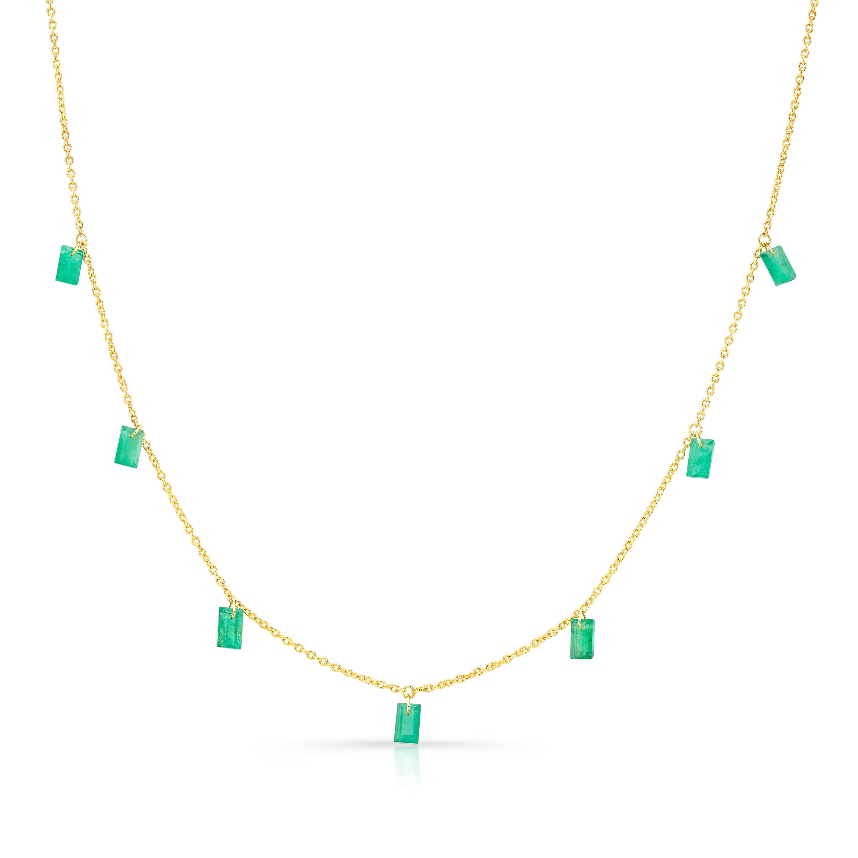 14ky gold necklace with emerald drops