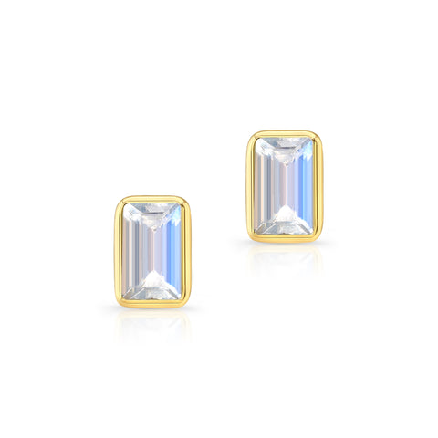 rainbow moonstone stud earrings in 14ky gold